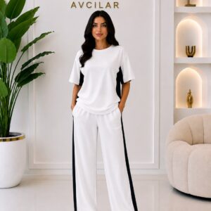✨ Premium Oysh Kumaş Siyah Şerit Detaylı Takım