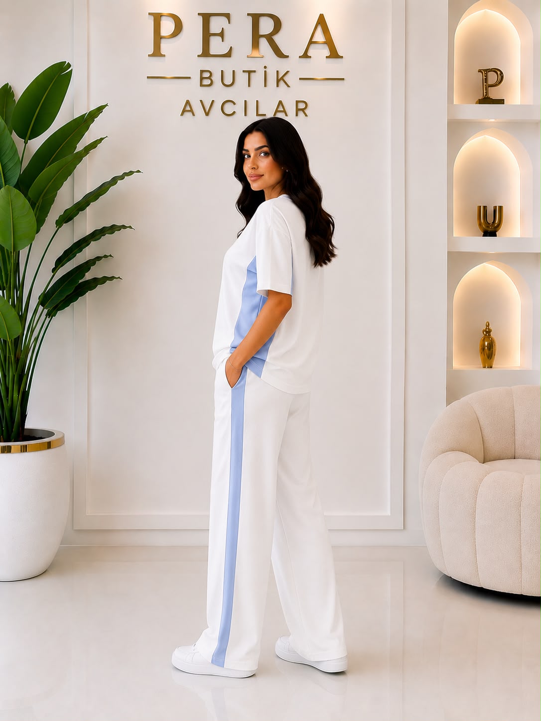 ✨ Premium Oysh Kumaş Bebe Mavi Şerit Detaylı Takım - Görsel 3